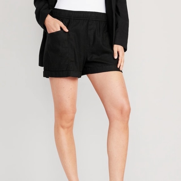 NWT! High-Waisted Linen-Blend Utility Shorts for Women -- 3.5-inch inseam🩵 - Picture 2 of 8